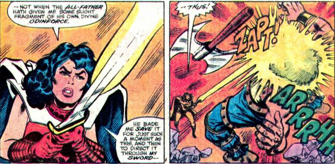 Thor : sif uses the odin power in her sword