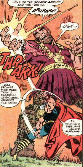 Thor : thor throws mjolnir at a storm giant
