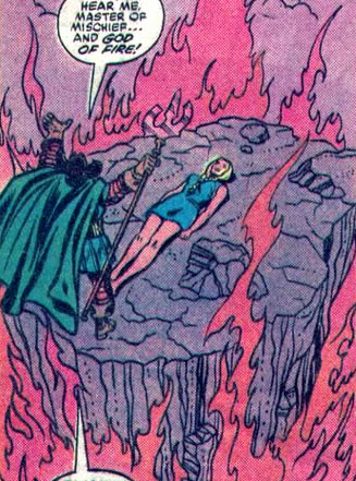 Thor : brunnhilda in a mystic sleep among the flames
