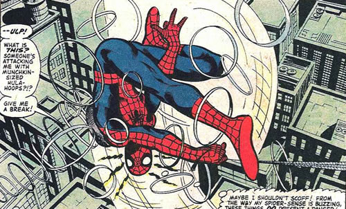 spider-man evading the Ringer's rings
