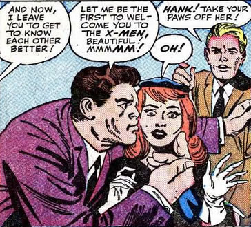 x-men : hank giving jean a welcome kiss