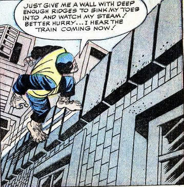 x-men : beast climbing a wall