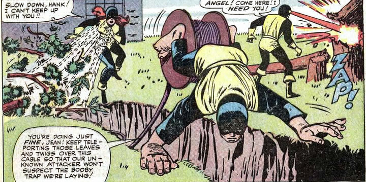 x-men : beast rolls a coil of cable