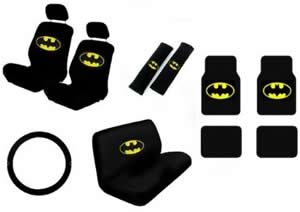 15 Piece Auto Interior Gift Set - Batman Classic Logo - 2 Front Seat Covers