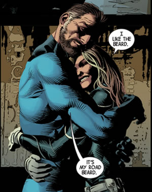 Susan and Reed Richards hugging