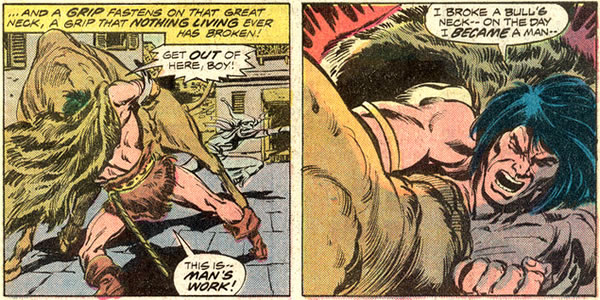 Conan wrestling a bull