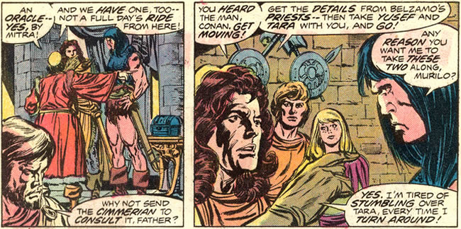 The decision is made to send Conan
	out to consult the oracle