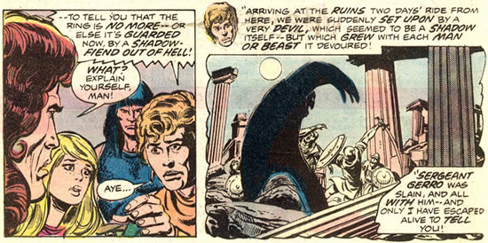 Yusef warns the court of Ronocco about
	the coming of the Black Shadow