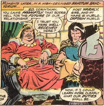 The Lord of Ronocco meets with
	Murillo, leader of the Crimson Company