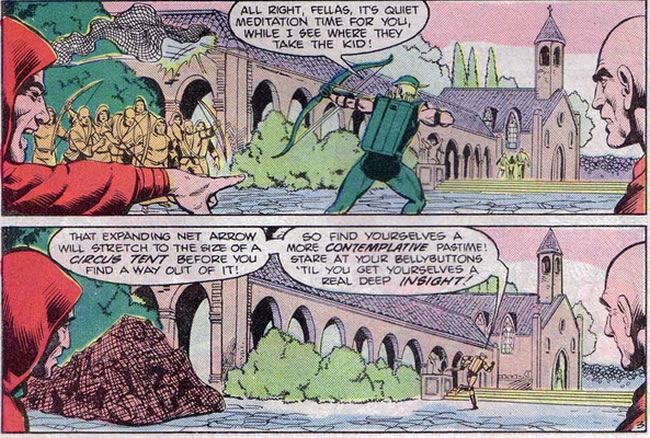 Green Arrow uses his net arrow