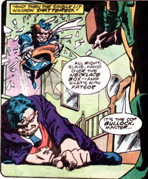 Captain Boomering crashes through a window