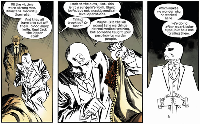 Moon Knight analyses a crime scene