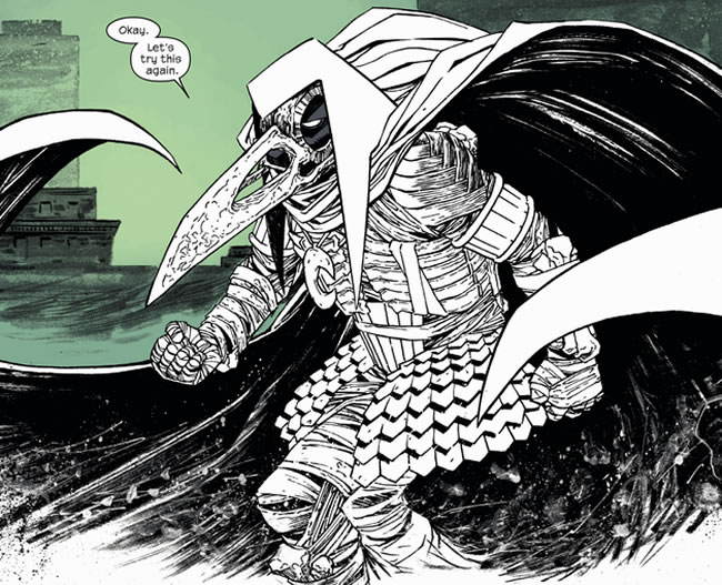 Moon Knight wearing ghost fighter
	garb