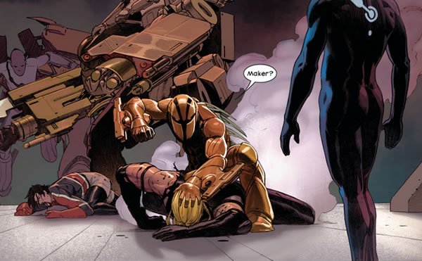 Thor on the ground, defeated by
	First Knife