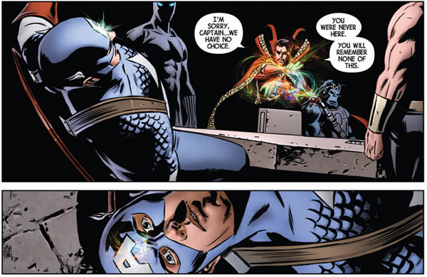 Doctor Strange mindwipes Captain America