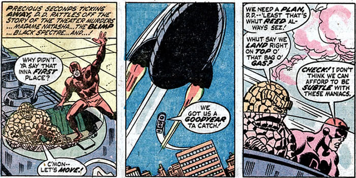 The Thing and Daredevil in the Fantasticar