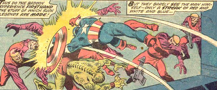 Captain America launches against the Badoon