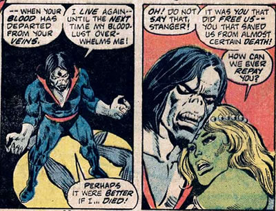 An alien female expresses her  admiration for Morbius