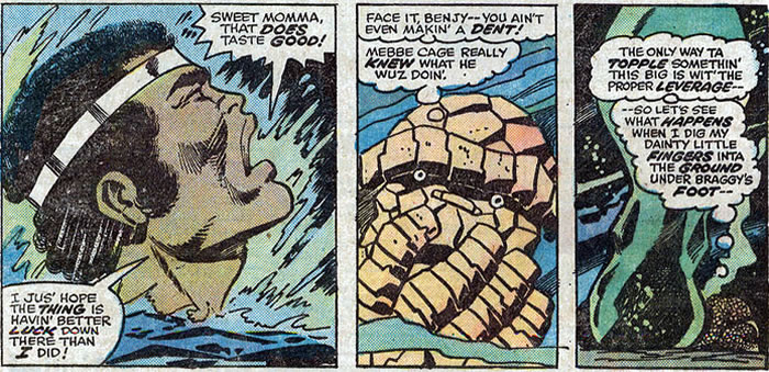 Luke Cage goes up for air as the Thing ponders his next move underwater