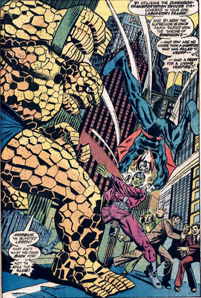 The Thing and Morbius confront the Living Eraser
