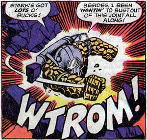 The Thing destroys a wall