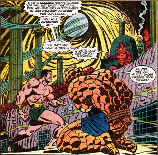 The Thing and the Submariner prisoners of the Piranha men