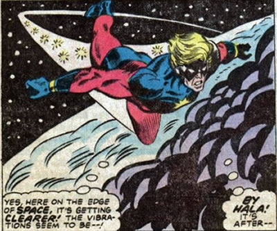 Captain Marvel in flight