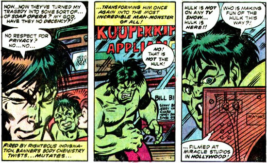 The Hulk doesn't like the Hulk tv show