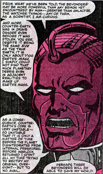 The High Evolutionary
				explains that Counter Earth is not what it seems