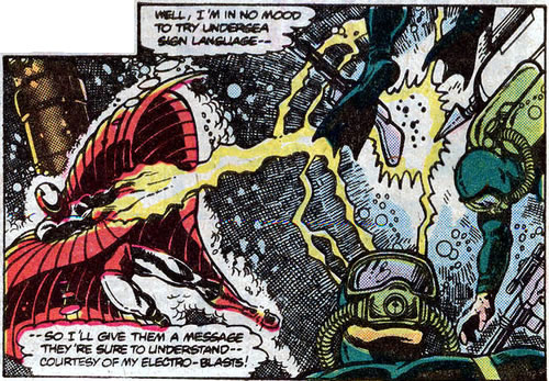 The Stingray uses his electric blast