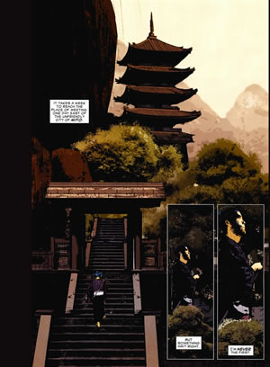 Japanese temple scene in 5 Ronin