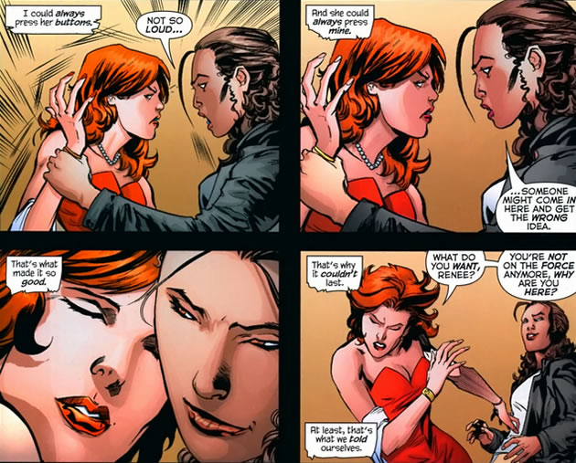 batwoman panel from 52 : kate kane and renee montoya