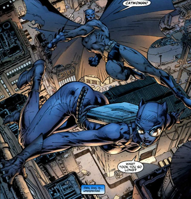 batman hush : batman chasing catwoman over gotham