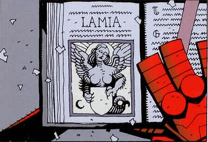 Hellboy Wake the Devil : a book with the entry 'Lamia'