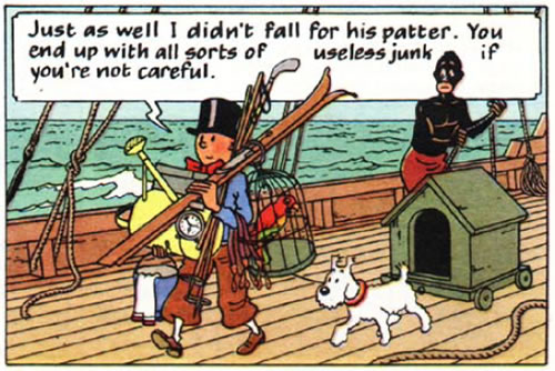 Tintin Cigars of the Pharaoh panel : tintin buys
