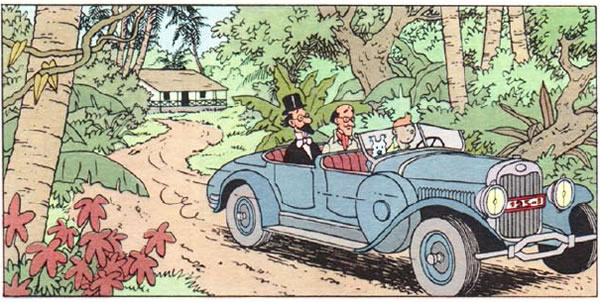 Tintin Cigars of the Pharaoh panel : forest road