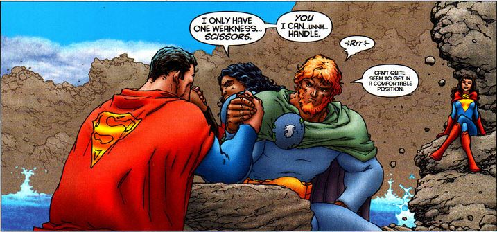 superman, samson, atlas arm wrestling