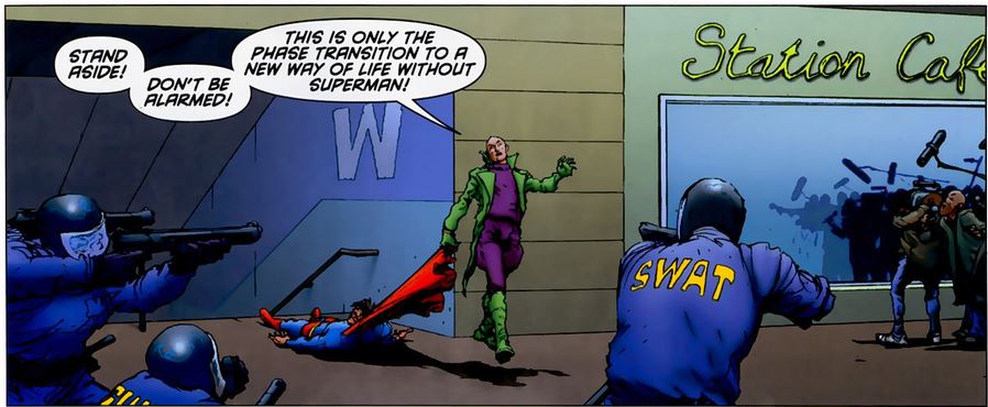 luthor dragging superman