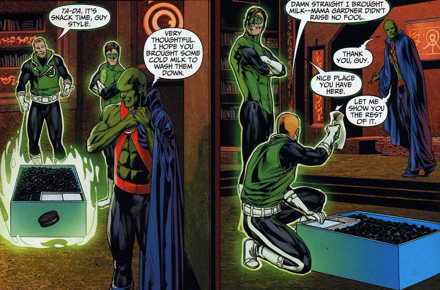 hal jordan and guy gardner visit j'onn j'onzz