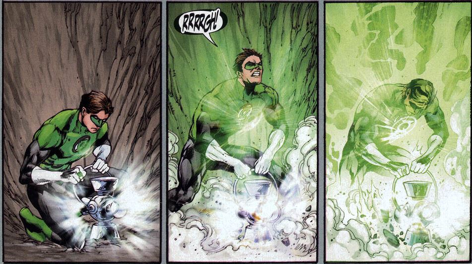 hal jordan trying to lift the white lantern