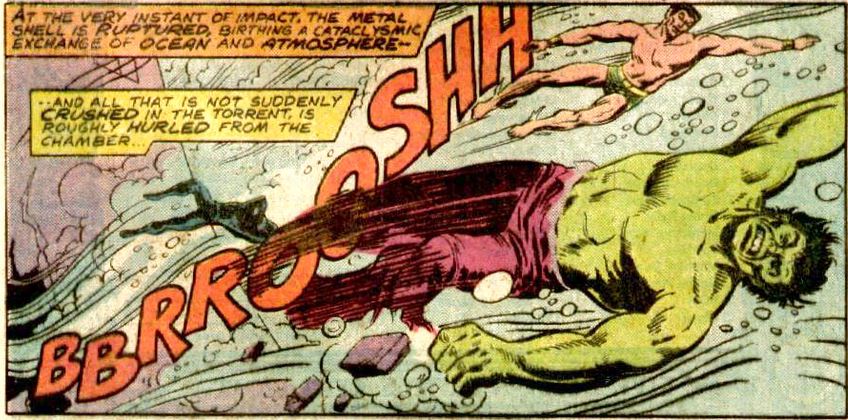 hulk, the submariner and the black panther thrown into the sea