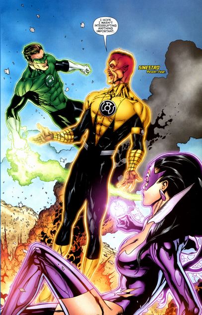 star sapphire, sinestro, and green lantern