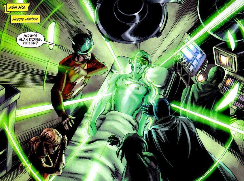 alan scott is sickbay surrounded by the jsa