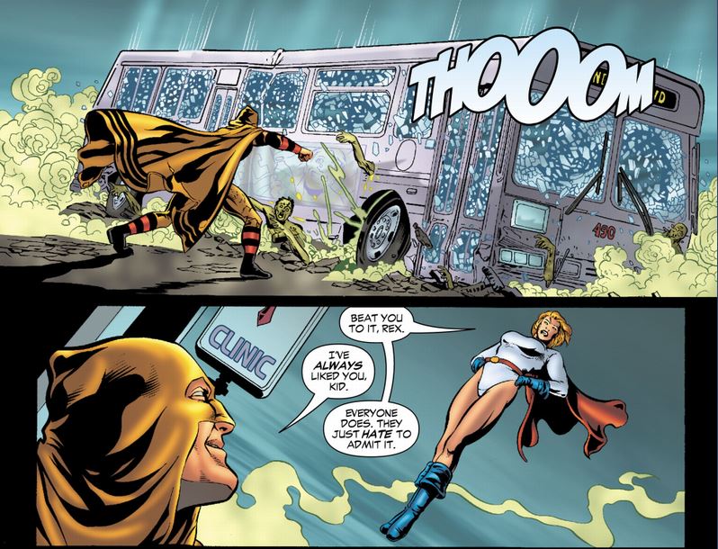 bus thrown by power girl