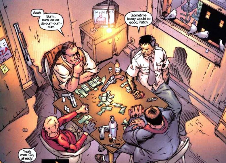 four enforcers playing poker