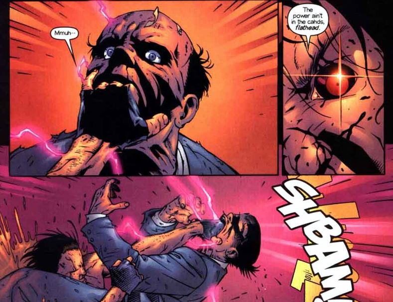 gambit ignites hammerhead's face
