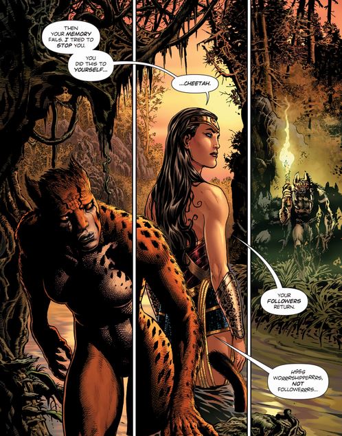 wonder woman, cheetah, and beast men