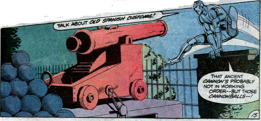 robotman and an old canon