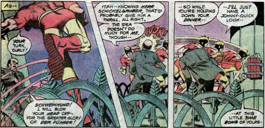 johnny quick running up the statue of liberty and fighting nazi sympathizers
