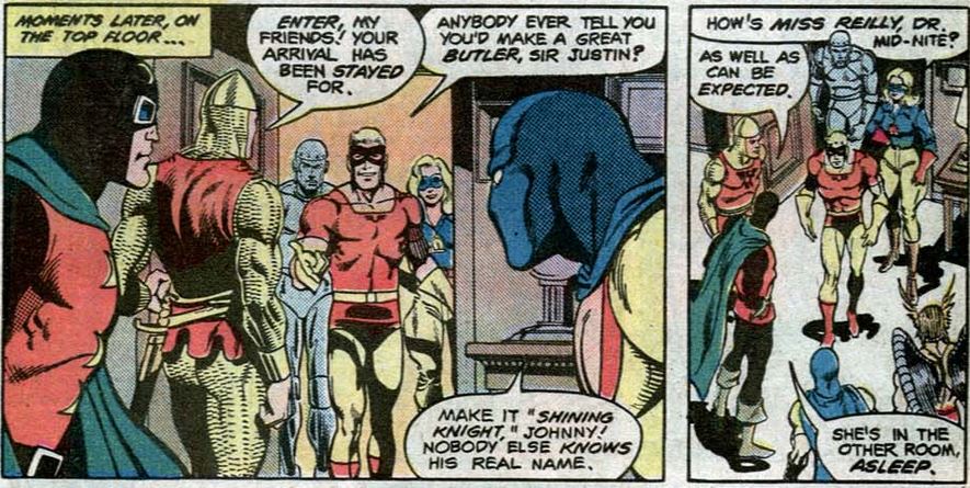the all-star squadron in firebrand's apartment